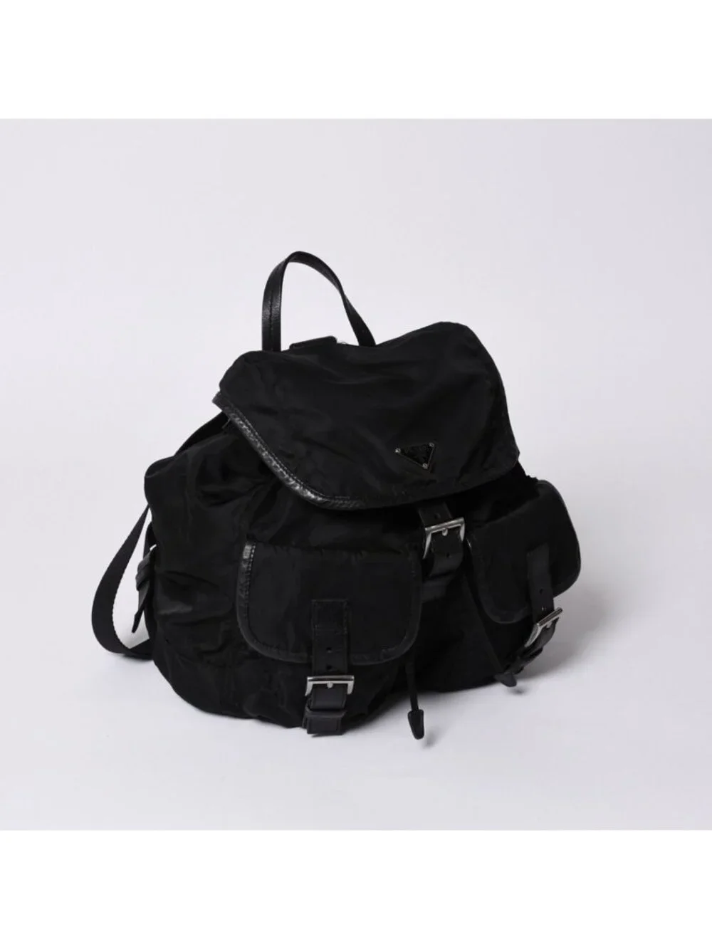 Prada Backpack Re-Nylon Black Nylon Saffiano Leather
